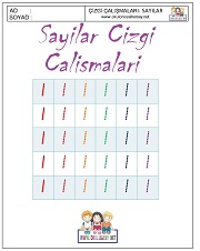 okul öncesi 1 sayısı çizgi çalışması